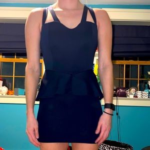 Navy Blue Peplum Dress